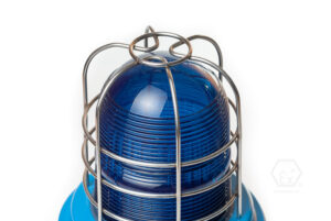 XB15-nevýbušný-zábleskový-xenonový-maják-MEDC-Exd-modré-stínítko-barva-těla-modrá-drátěný chránič stínítka