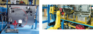 Zapojení sestavy průtokoměru s regulačním ventilem na plastikářském stroji, Robot obsluhující plastikářský stroj