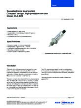 Katalogový list - Optický hladinový spínač, model OLS-C20 - Optoelektronický hladinový spínač OLS